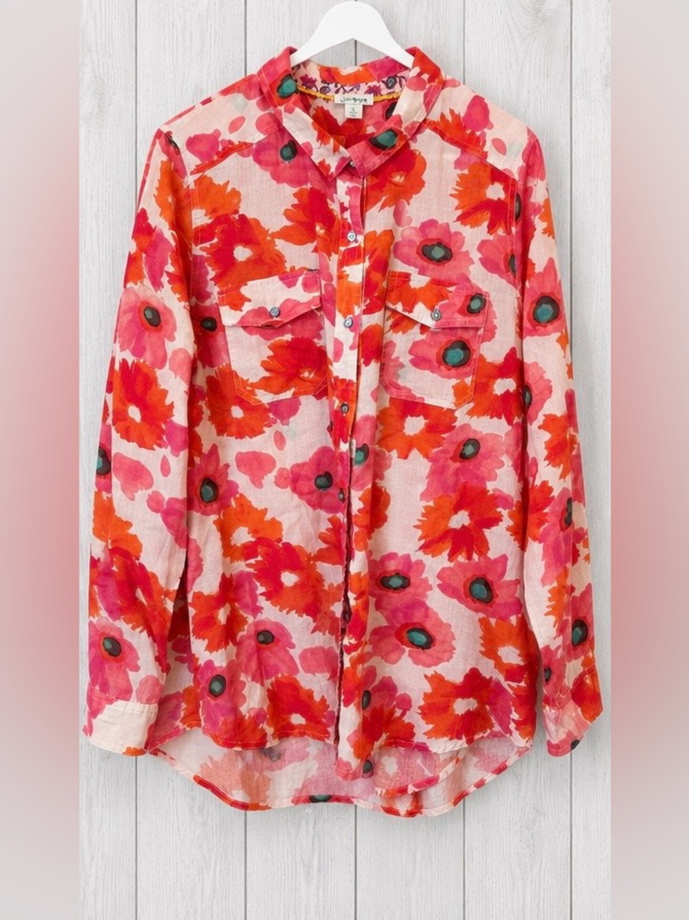 Sundance Floral Garden 100% Cotton Lightweight Gauze Button Down Size XL
